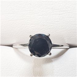 21) 10K WHITE GOLD BLACK DIAMOND SOLITAIRE RING,