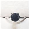 Image 1 : 21) 10K WHITE GOLD BLACK DIAMOND SOLITAIRE RING,