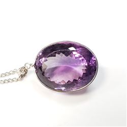 14) 14K WHITE GOLD AMETHYST PENDANT WITH CHAIN,