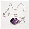 Image 2 : 14) 14K WHITE GOLD AMETHYST PENDANT WITH CHAIN,