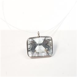 12) 14K WHITE GOLD AQUAMARINE PENDANT NECKLACE,