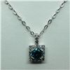 Image 1 : 6) 14K WHITE GOLD BLUE DIAMOND PENDANT WITH 10K