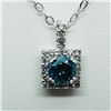 Image 2 : 6) 14K WHITE GOLD BLUE DIAMOND PENDANT WITH 10K