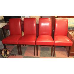 SET OF 4 NEW RED LEATHERETTE TABLE CHAIRS