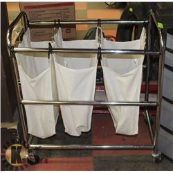3 BAG LAUNDRY SORTER ON WHEELS
