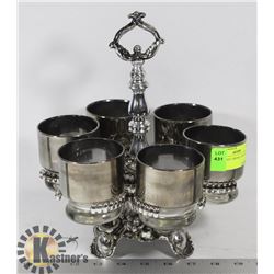 HEAVY CAST DRINK CADDY WITH GLASSES