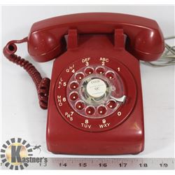 VINTAGE RARE RED ROTARY DIAL PHONE