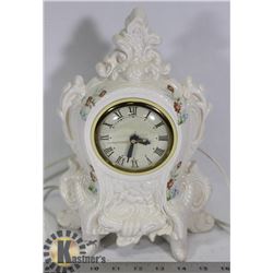 WHITE PORCELAIN MANTLE CLOCK