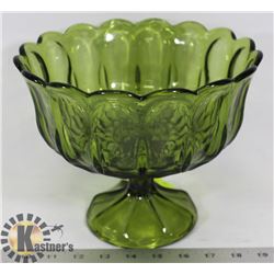 VINTAGE GREEN TULIP DESIGNED FRUIT DISH 7.5" TALL