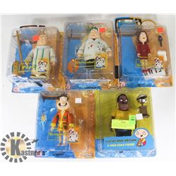 LOT OF 5 FAMILY GUY FIGURES, INCLUDES CLEVELAND