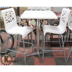 WHITE BAR HEIGHT TABLE WITH 2 STOOLS