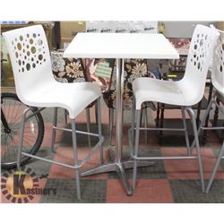 WHITE BAR HEIGHT TABLE WITH 2 STOOLS
