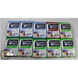 10 BOXES OF ASSORTED BREATHE RITE STRIPS