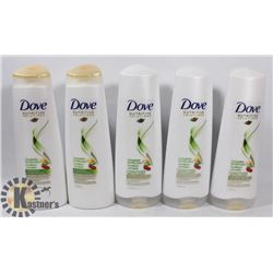 5 BOTTLES DOVE SHAMPOO & CONDITIONER