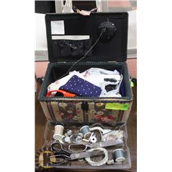 ESTATE SEWING BASKET WITH CONTENTS