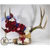 Image 1 : DECORATIVE FLOWER COVERED ANTLER PIECE