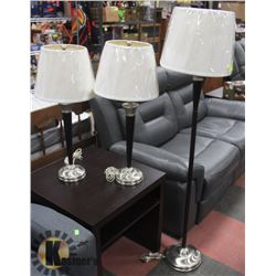 3 PC HOME LIGHTING SET, INCLUDES 2 TABLE LAMPS 28"
