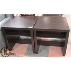PAIR OF ESPRESSO COLOR SIDE TABLES, 23 X 23 X 24