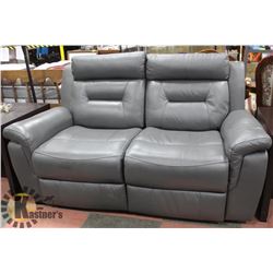 GREY LEATHERETTE RECLINING LOVESEAT 63"