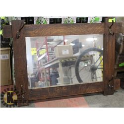 RUSTIC STYLE MIRROR WITH COAT HOOKS, 44 X 30