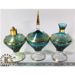 3PC CRYSTAL VANITY SET INCLUDES PERFUME ATOMIZER