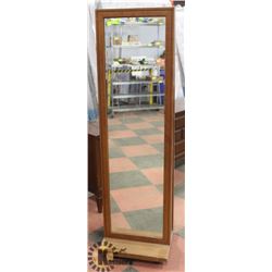 STAND UP MIRROR ON WHEELS, 62" X 18"