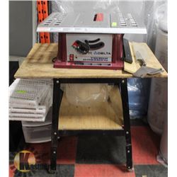 DELTA 10" BENCH SAW COMPLETE WITH STAND, BLADE