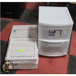 STERILITE 3 DRAWER STORAGE UNIT AND 5 SETS OF
