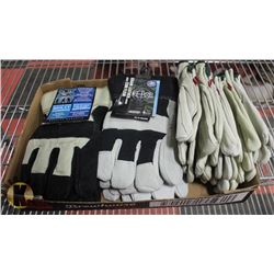LOT OF 9 ASSORTED LEATHER WORK GLOVES