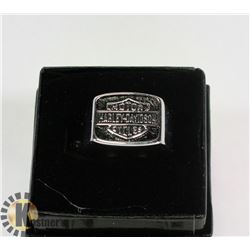 SILVER & BLACK HARLEY DAVIDSON LOGO MENS RING