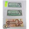 Image 1 : LOT OF 3 BILLS - TWO ONE DOLLAR 1954 CANADIAN