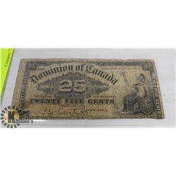 1900 25 CENT CANADIAN SHIN PLASTER