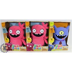 LOT OF 3 PLUSH UGLY DOLLS WITH PLAYABLE MUSIC