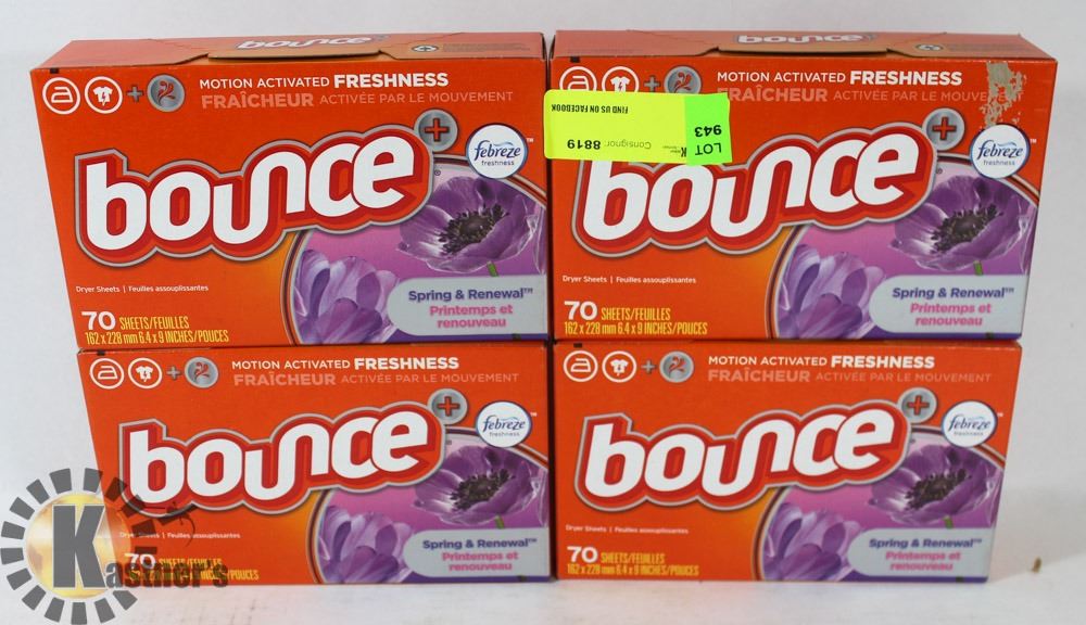 4 BOXES OF BOUNCE SHEETS
