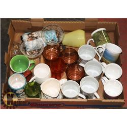 FLAT OF COFFEE MUGS ETC.