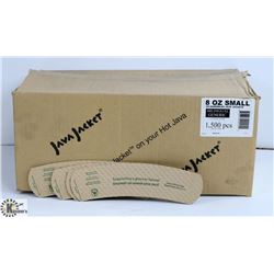 CASE OF 1500 JAVAJACKET 8 OZ SMALL COFFEE COVERS.