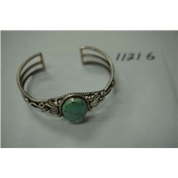 Sterling Silver Signed Handmade Navajo Turquoise Bracelet