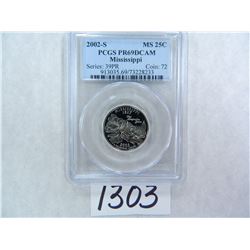TEN (10) 2002-S Mississippi Quarter PCGS Graded PR69DC