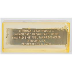 Apollo 5 Flown Fuel Tank Fragment