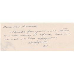 Apollo 11: Viola Armstrong Handwritten Note