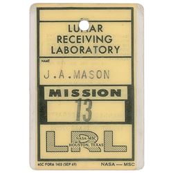 Apollo 13 Lunar Receiving Laboratory Badge