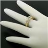 Image 7 : 14K Solid Yellow Gold 1.14 ctw Bar Set Round & Baguette Diamond Band Ring Size 7