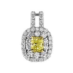 18k Two Tone Gold 1.13CTW Diamond Pendant, (VS1-SI1/VS1 /G-H/Nat-yel)