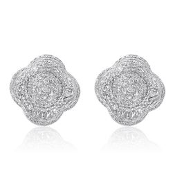 18k White Gold 0.99CTW Diamond Earrings, (VS2-SI1/H-I)