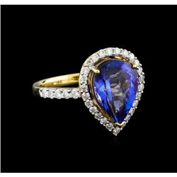 14KT Yellow Gold 2.80 ctw Tanzanite and Diamond Ring