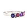 Image 1 : 1.00 ctw Multi-Color Gemstone Ring - 14KT White Gold