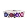 Image 2 : 1.00 ctw Multi-Color Gemstone Ring - 14KT White Gold