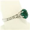 Image 7 : 14k White Gold 1.38 ctw Prong Set Oval Cut Emerald Filigree Solitaire Ring