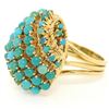 Image 3 : Vintage Large 18k Yellow Gold 50 Natural Round Turquoise Wire Dome Cocktail Ring