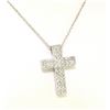 Image 1 : NEW 14k White Gold .65 ctw Pave Set Diamond Box Milgrain Cross Pendant w/ Chain